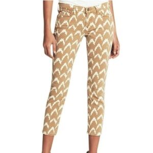 7 For All Mankind Chevron Ikat Print  Cropped Skinny Jeans Size 30